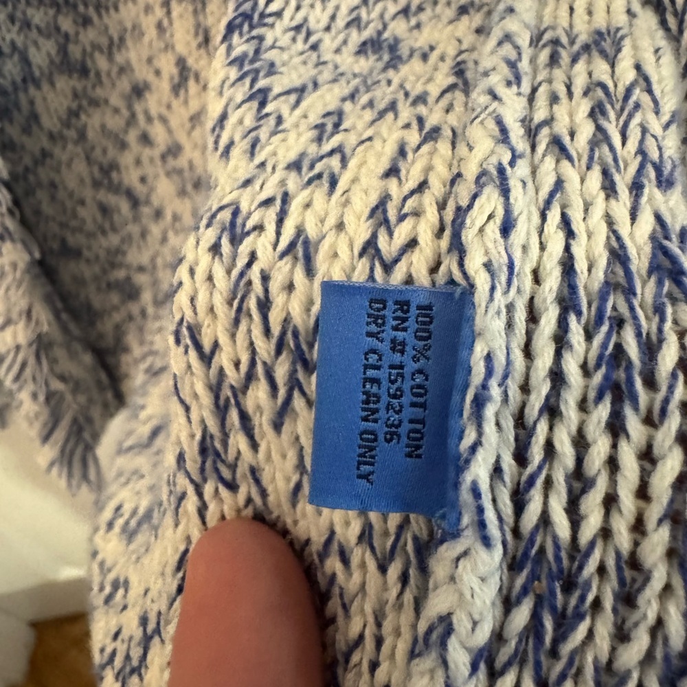 J McLaughlin Blue and White Fringed Blazer - Picture 6 of 7